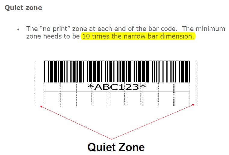 Code 128 quiet zone