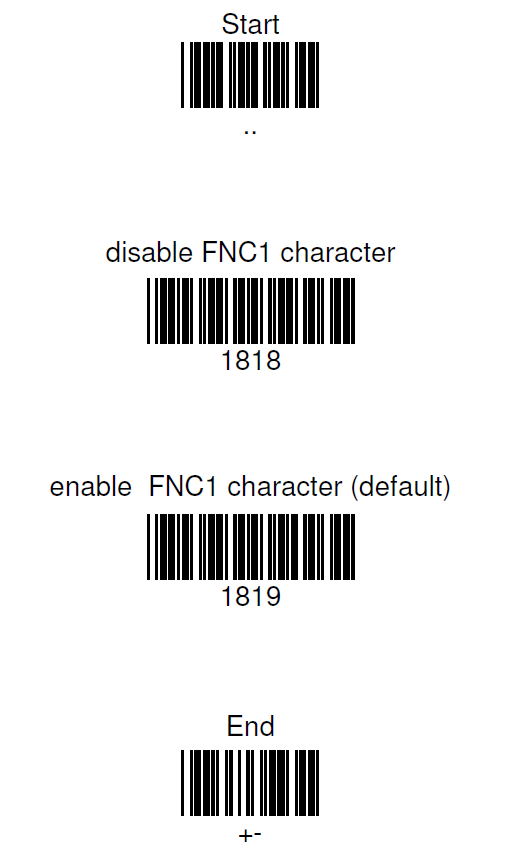 停用 Code 128 FNC1 設定